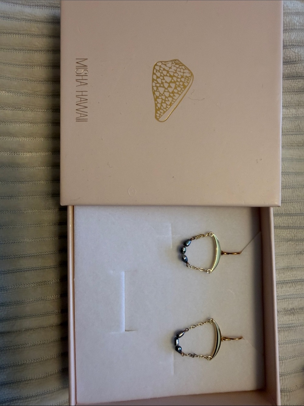 Misha Hawaii Pearl crescent earrings